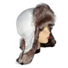 Белая шапка ушанка для женщины, мех Енот финский-2