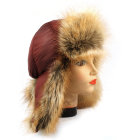Женская шапка ушанка цвета бордо, мех Лиса
