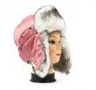 Розовая шапка ушанка для девушки мех  Соболь