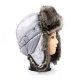 Серая блестящая шапка ушанка для девушки мех Волк - Серая блестящая шапка ушанка для девушки мех Волк