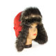 Красная шапка ушанка для девушки мех Волк - Красная шапка ушанка для девушки мех Волк