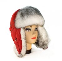 Красная шапка ушанка для девушки мех Соболь