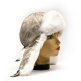 Шапка ушанка женская, Бежевая плащёвка с рисунком, мех Кролик белый - catalog_373.jpg