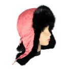 Женская шапка ушанка кораллового цвета, мех Бобёр