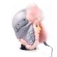Серая блестящая шапка ушанка для девушки мех Розовый мех - catalog_195.jpg