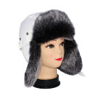 Белая шапка ушанка для девушки мех Волк седой