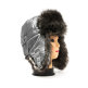 Серебристая шапка ушанка для девушки мех Волк - Серебристая шапка ушанка для девушки мех Волк