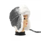 Серебристая шапка ушанка для девушки мех Кролик белый
