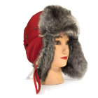 Красная шапка ушанка для юноши, мех Шиншилла