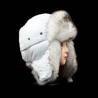 Белая шапка ушанка для девушки мех Соболь