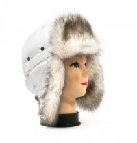 Белая шапка ушанка для девушки мех Куница