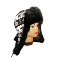 Женская шапка ушанка с рисунком «Олени», мех Бобёр