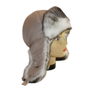 Женская шапка ушанка бежевого цвета, мех Соболь
